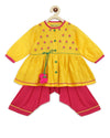 Pre-Order: Baby Girl Silk Buta Angrakha Set - Yellow