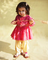 Pre-Order: Baby Girl Chanderi Buta Angrakha Set - Pink