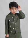 Pre-Order: Boys Bundi Kurta Set Stripe - Green