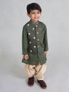 Pre-Order: Boys Bundi Kurta Set Stripe - Green