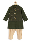 Pre-Order: Boys Bundi Kurta Set Stripe - Green