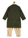 Pre-Order: Boys Bundi Kurta Set Stripe - Green