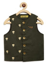 Pre-Order: Boys Bundi Kurta Set Stripe - Green