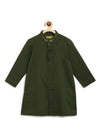 Pre-Order: Boys Bundi Kurta Set Stripe - Green