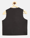 Pre-Order: Boys Bundi Kurta Set Printed Buti - Black