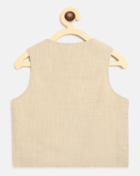 Pre-Order: Boys Bundi Kurta Set Printed Floral - Blue