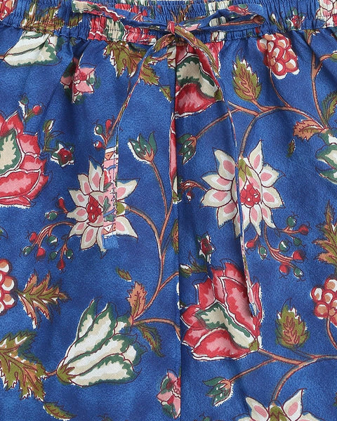 Pre-Order: Boys Bundi Kurta Set Printed Floral - Blue