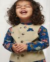 Pre-Order: Boys Bundi Kurta Set Printed Floral - Blue