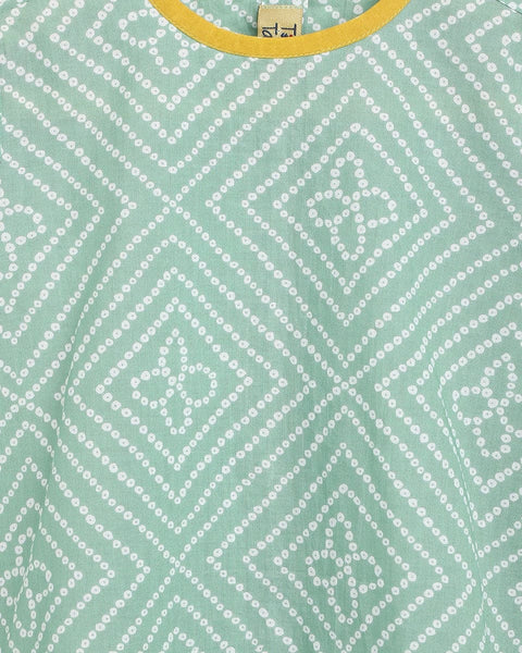 Pre-Order: Girls Suit Set Printed Bandhani - Green