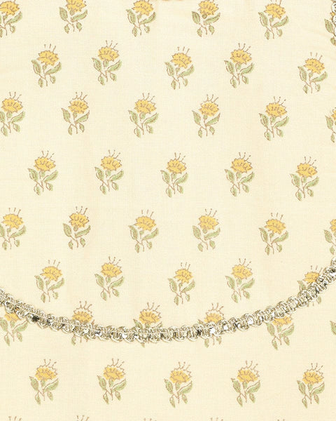 Pre-Order: Girls Lehenga Set Printed Floral - Cream