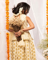 Pre-Order: Girls Lehenga Set Printed Floral - Cream