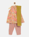 Pre-Order: Girls Suit Set Printed Floral - Peach