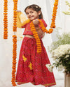 Pre-Order: Girls Lehenga Set Printed Bandhani - Pink