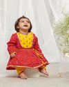 Pre-Order: Baby Girl Angrakha Set Printed Bandhani - Pink