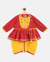 Pre-Order: Baby Girl Angrakha Set Printed Bandhani - Pink