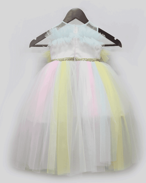 Pre-Order: Unicorn Colours Net Gown with Glitter Bow
