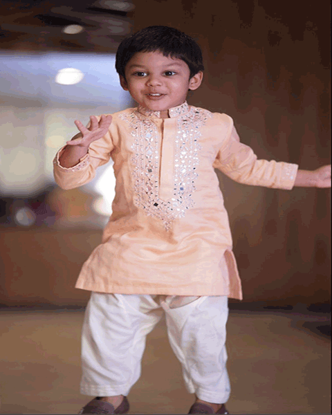 Pre-Order: Peach Mirror Embroidered Kurta Patiala