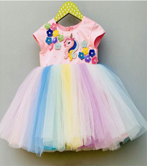 Pre-Order: Unicorn with Multicolored Flowers Dress