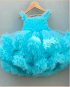 Pre-Order: Frozen Blue Tulle Frilled Knee Length Dress