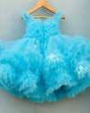 Pre-Order: Frozen Blue Tulle Frilled Knee Length Dress