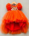 Pre-Order: Orange Butterfly High Low Gown