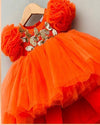 Pre-Order: Orange Butterfly High Low Gown