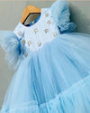 Pre-Order: Blue Knee Length Frill Length Dress
