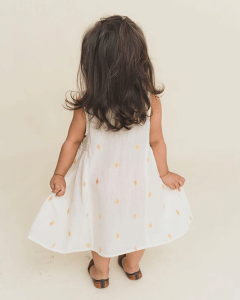 White and Gold Print Dress