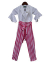 Pre-Order: White Knotted Top with Stripe Pants
