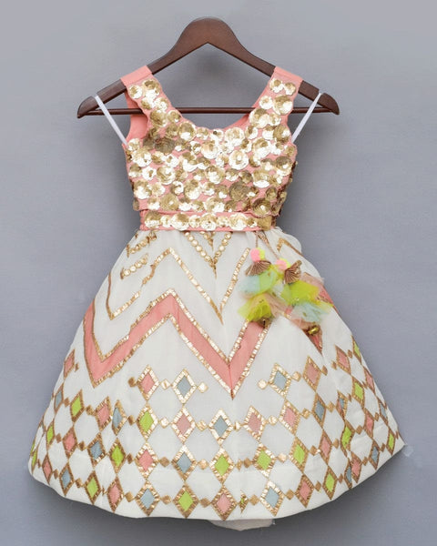 Pre-Order: White Lehenga with Peach Choli