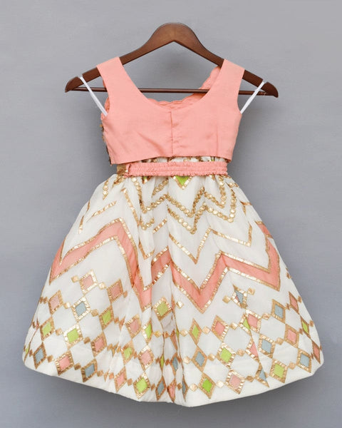 Pre-Order: White Lehenga with Peach Choli