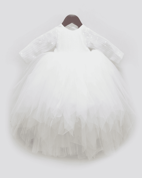 Pre-Order: White Sequence and Net Gown