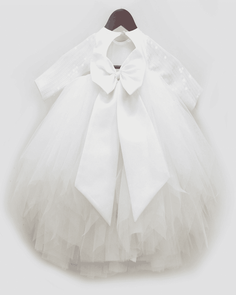 Pre-Order: White Sequence and Net Gown