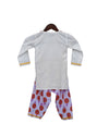 Pre-Order: White Kurti with White Printed Dhoti