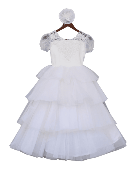 Pre-Order: White Net Frill Gown