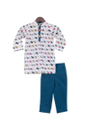 Pre-Order: White Printed Kurta with Pant