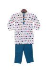 Pre-Order: White Printed Kurta with Pant