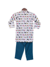 Pre-Order: White Printed Kurta with Pant