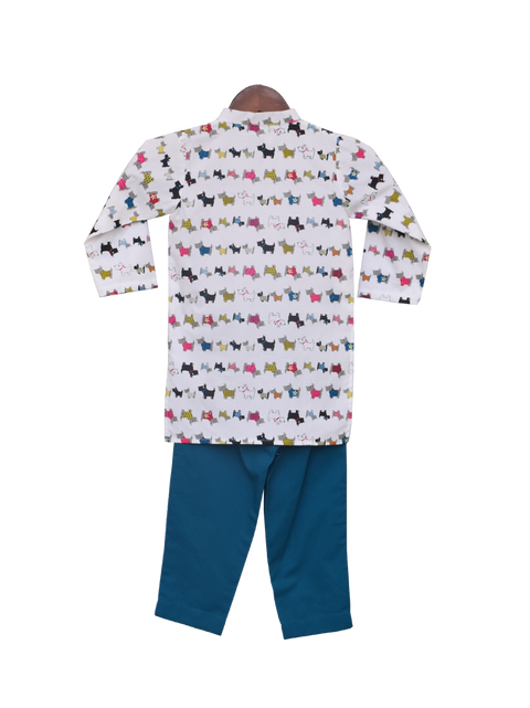 Pre-Order: White Printed Kurta with Pant