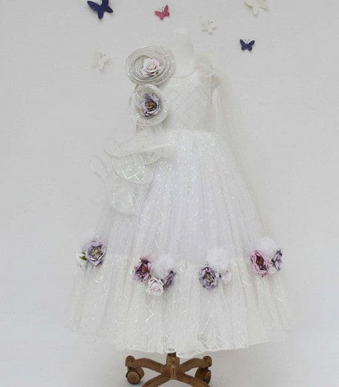 Pre-Order: White Sequins Net Gown