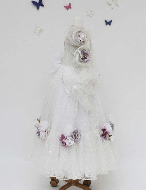 Pre-Order: White Sequins Net Gown