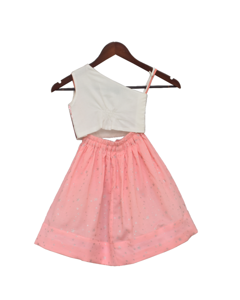 Pre-Order: White Soft Sequence Top with Skirt