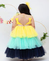 Pre-Order: Yellow Aqua and Blue Frill Gown