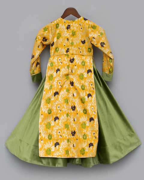 Pre-Order: Yellow Brocade and Velvet Anarkali