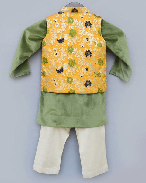 Pre-Order: Yellow Brocade Jacket with Kurta Pant