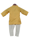 Pre-Order: Yellow Embroidery Cowl Kurta with Off-White Churidra