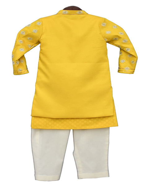 Pre-Order: Yellow Embroidery Jacket with Kurta and Pant