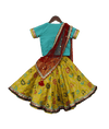 Pre-Order: Yellow Brocade Lehenga with Blue Choli