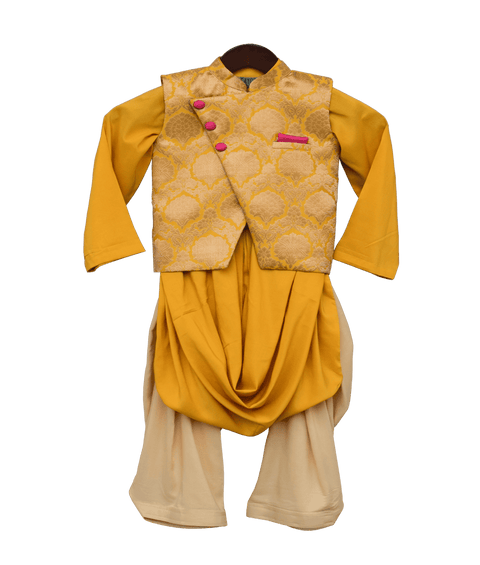 Pre-Order: Yellow Brocade Nehru Jacket Set