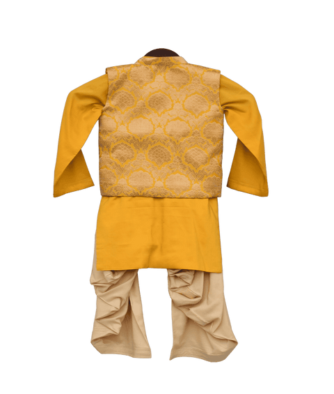 Pre-Order: Yellow Brocade Nehru Jacket Set